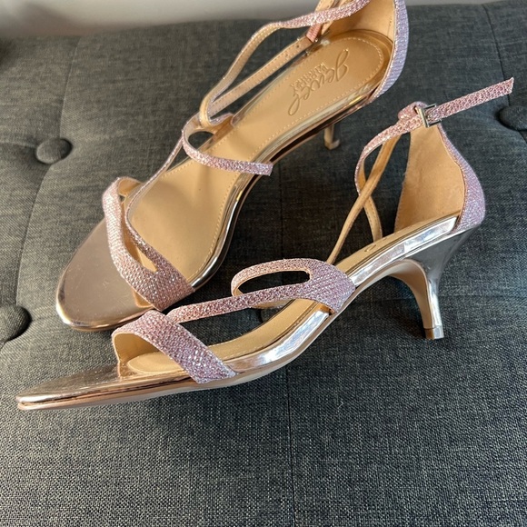 Badgley Mischka Pink jeweled Strappy Heels - Picture 3 of 7